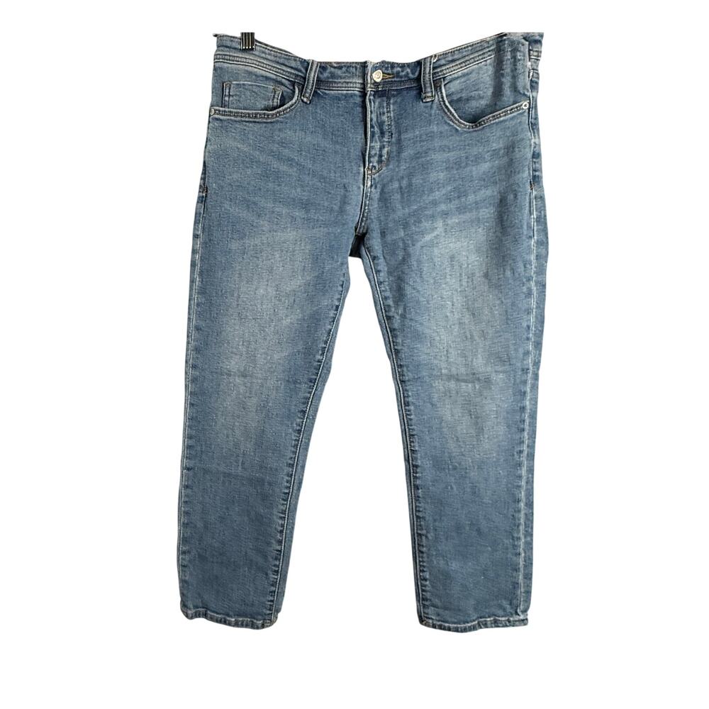 Anthropologie Pilcro Slim Boyfriend Jeans Sz 29 Petite Medium Wash Mid-Rise